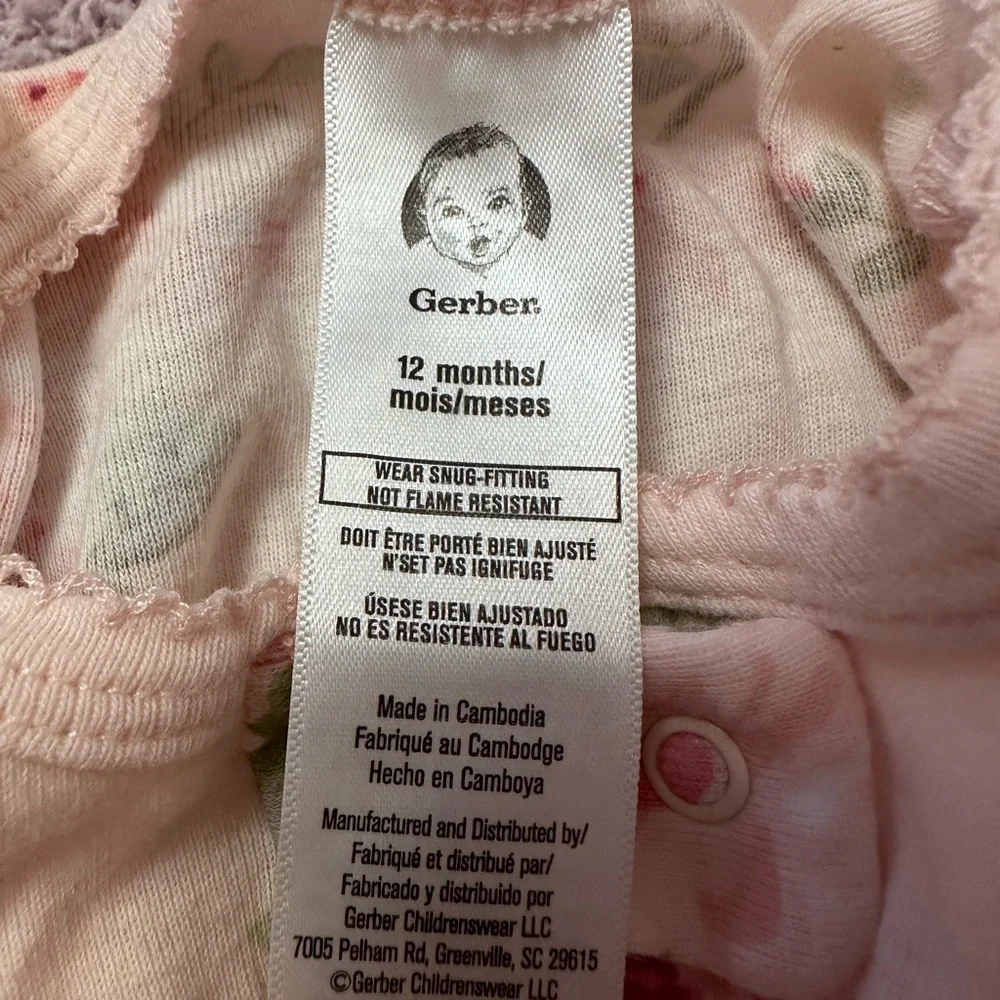 Gerber 12M Baby Girl Bundle Floral Rainbow 6pc
